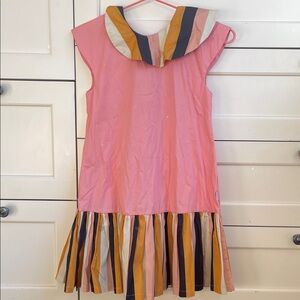 Elegant Pink and Multicolor Striped Kids Formal Dress